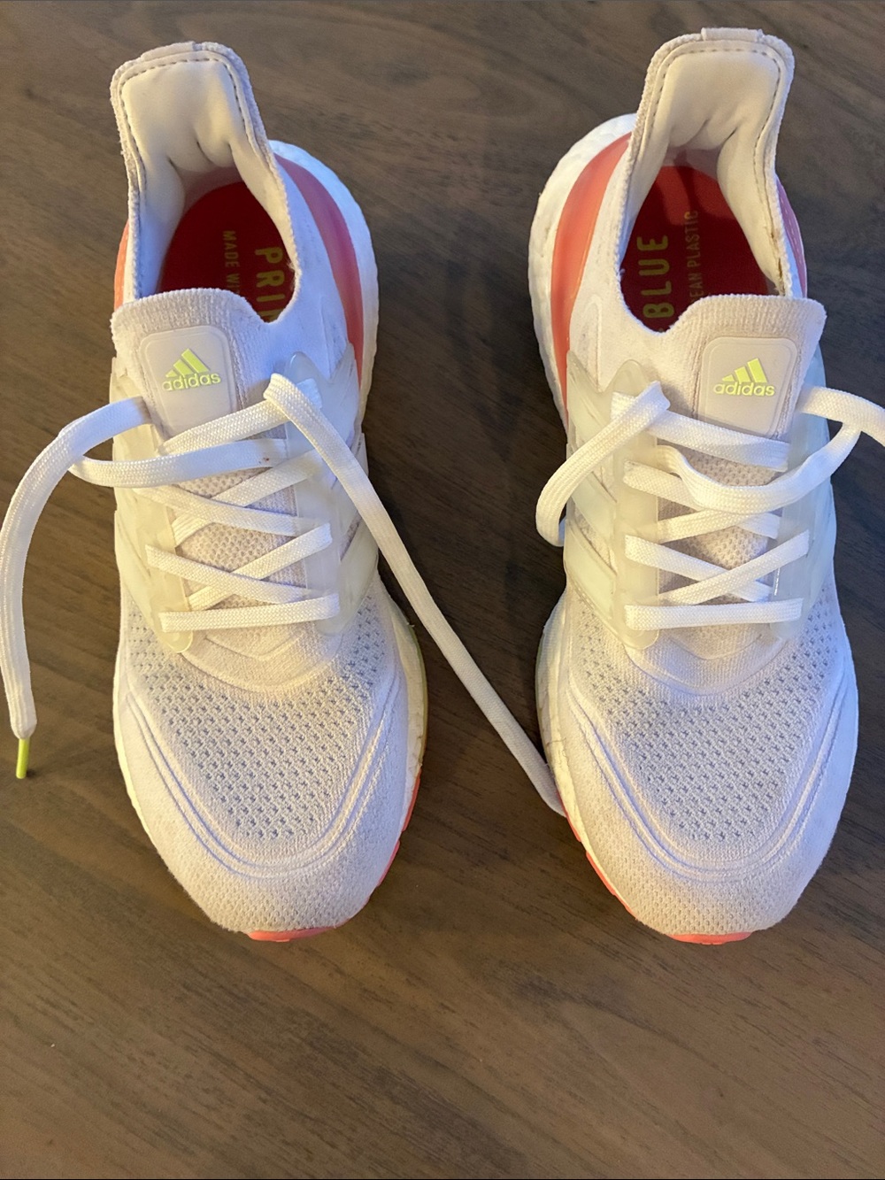 adidas womens White Sneakers with Pink Accents